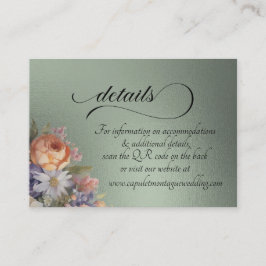 Tarjeta De Recepción Flores silvestres en acuarela, código QR - Salvia