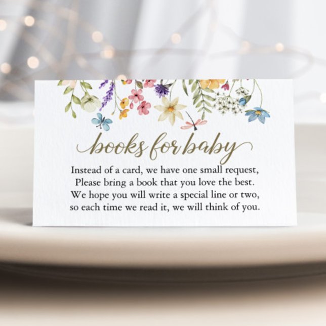 Tarjeta De Recepción Flores silvestres en Baby Shower piden un bebé en  (Books for Baby Book Request Cards)