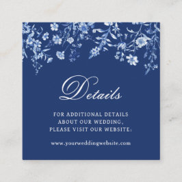 Tarjeta De Recepción Flores silvestres en detalles de boda azul francés
