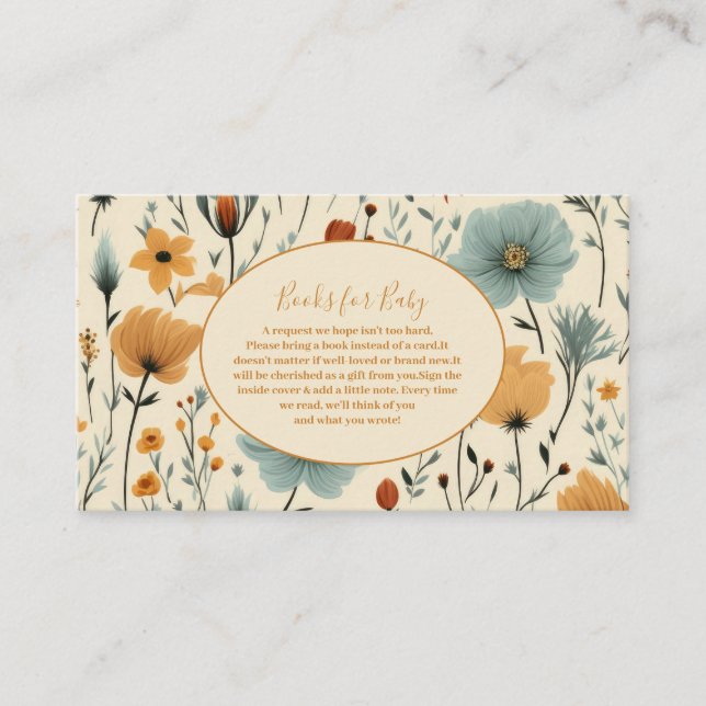 Tarjeta De Recepción Flores silvestres marco floral bebé libros showe p (Anverso)