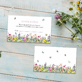 Tarjeta De Recepción Flores silvestres mariposas Diaper Raffle Baby Sho
