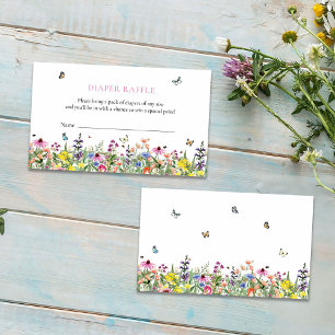 Tarjeta De Recepción Flores silvestres mariposas Diaper Raffle Baby Sho