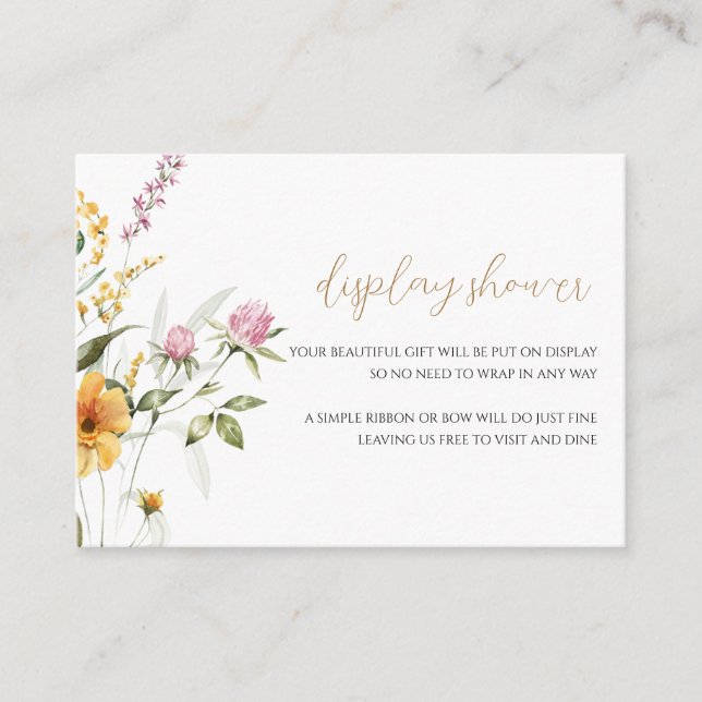 Tarjeta De Recepción Flores silvestres Pantalla Ducha Bebé Ducha (Anverso)