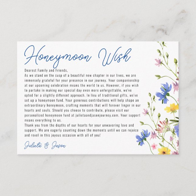 Tarjeta De Recepción Flores silvestres praderas contemporáneas deseando (Anverso)