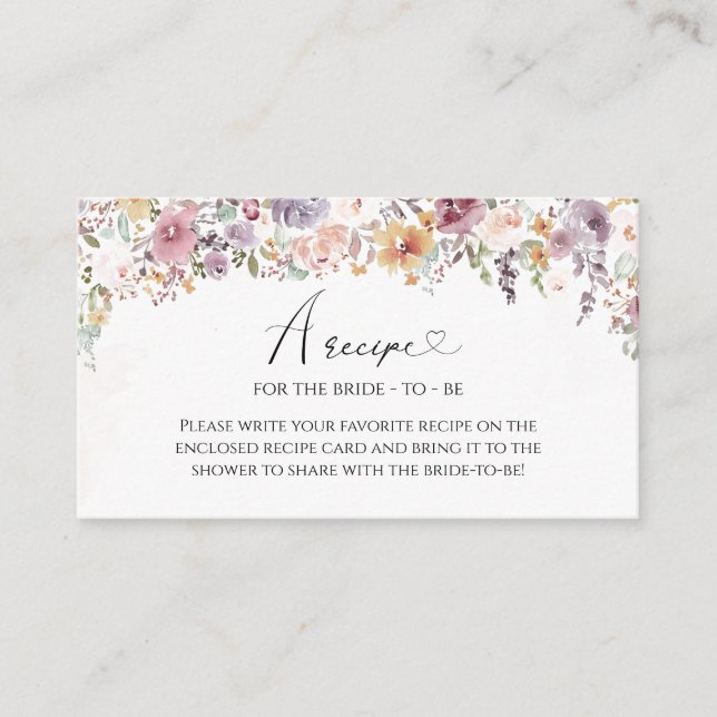 Tarjeta De Recepción Flores silvestres Receta elegante para que la novi (Anverso)