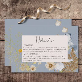 Tarjeta De Recepción Flores silvestres rusas Monograma Dusty Blue Detal