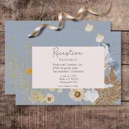 Tarjeta De Recepción Flores silvestres rusticas Monograma Dusty Blue Re