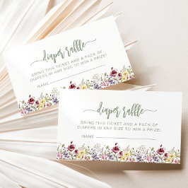 Tarjeta De Recepción Flores silvestres Sage Green Baby Shower Diaper Ra