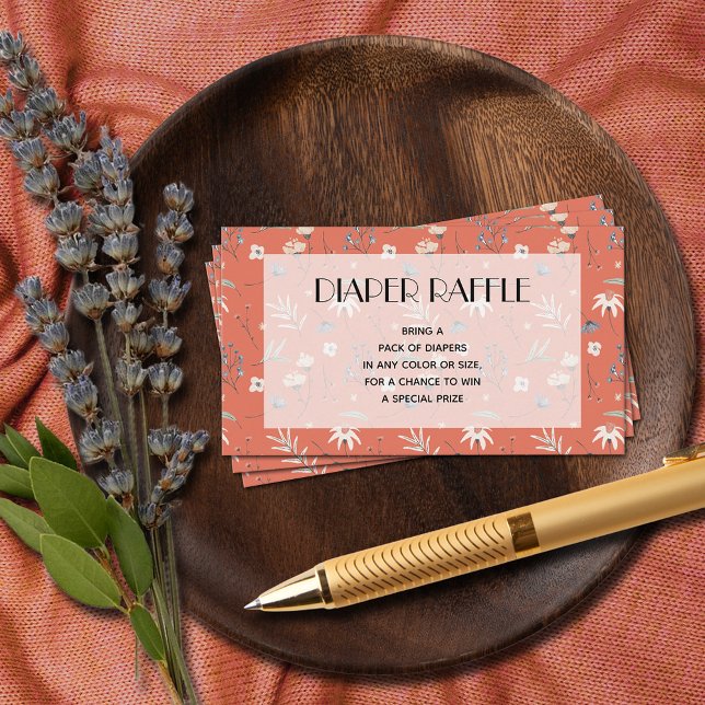 Tarjeta De Recepción Flores silvestres Terracotta Baby Shower Diaper Ra (Wildflowers Terracotta Baby Shower Diaper Raffle Enclosure Cards)