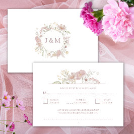 Tarjeta De Recepción Flores silvestres Tradicional Boda blanca RSVP