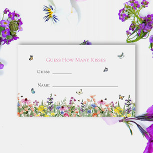 Tarjeta De Recepción Flores silvestres y mariposas adivinan cuántos bes