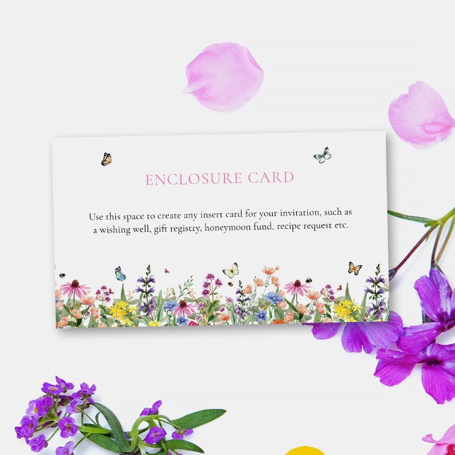 Tarjeta De Recepción Flores silvestres y mariposas ducha de novia (Subido por el creador)