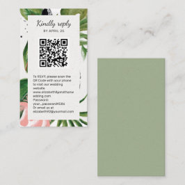 Tarjeta De Recepción Flores tropicales Código QR Envase RSVP en línea