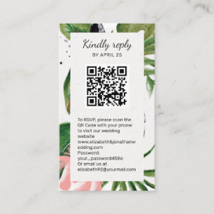 Tarjeta De Recepción Flores tropicales Código QR Envase RSVP en línea