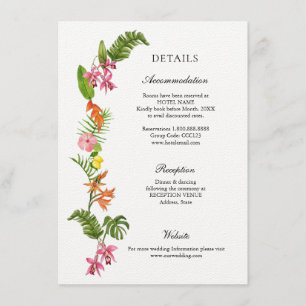 Tarjeta De Recepción Flores tropicales coloridas detalles del Boda