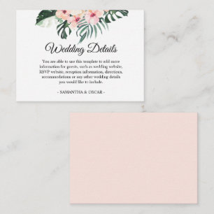 Tarjeta De Recepción Flores tropicales y belleza de flamencos rosados