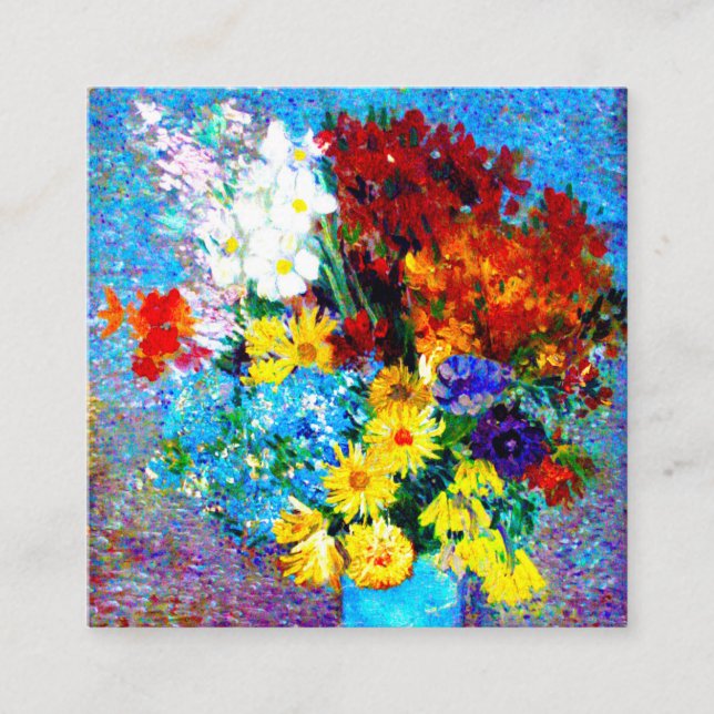 Tarjeta De Recepción Flores Van Gogh en una maleta azul (Anverso)