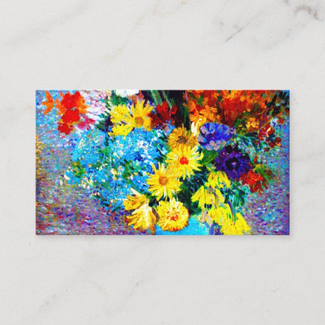 Tarjeta De Recepción Flores Van Gogh en una maleta azul (Anverso)
