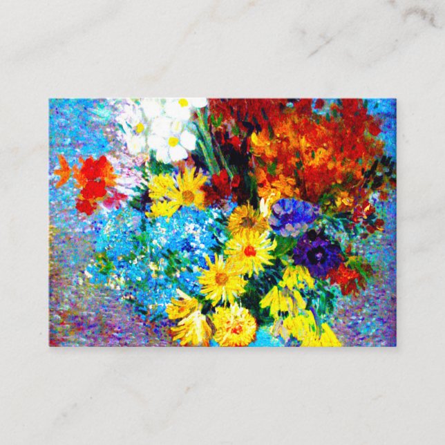 Tarjeta De Recepción Flores Van Gogh en una maleta azul (Anverso)