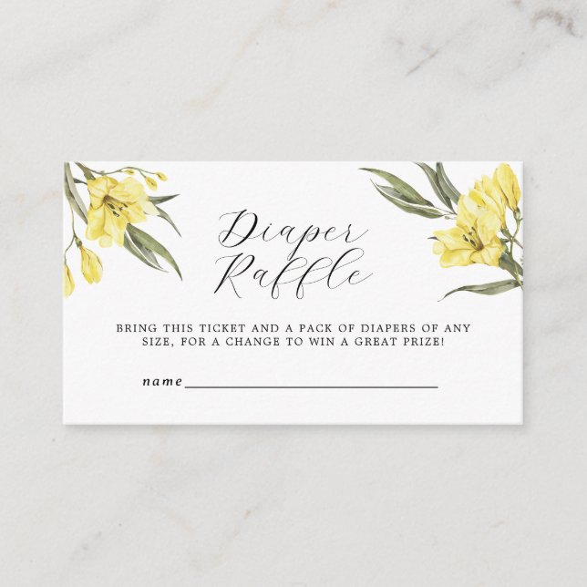 Tarjeta De Recepción Flores verdes Baby Shower Diaper Raffle (Anverso)