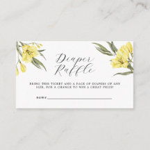 Flores verdes Baby Shower Diaper Raffle