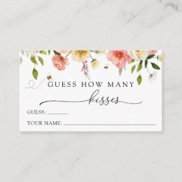 Tarjeta De Recepción Flores y Abejas Adivina Cuántos Besos 