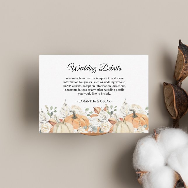 Tarjeta De Recepción Flores y calabazas acuáticas de moda de otoño (Subido por el creador)