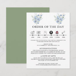 Tarjeta De Recepción flores y hojas de acuarela azules polvorientas rús
