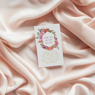 Tarjeta De Recepción Flores y macarrones borde dorado