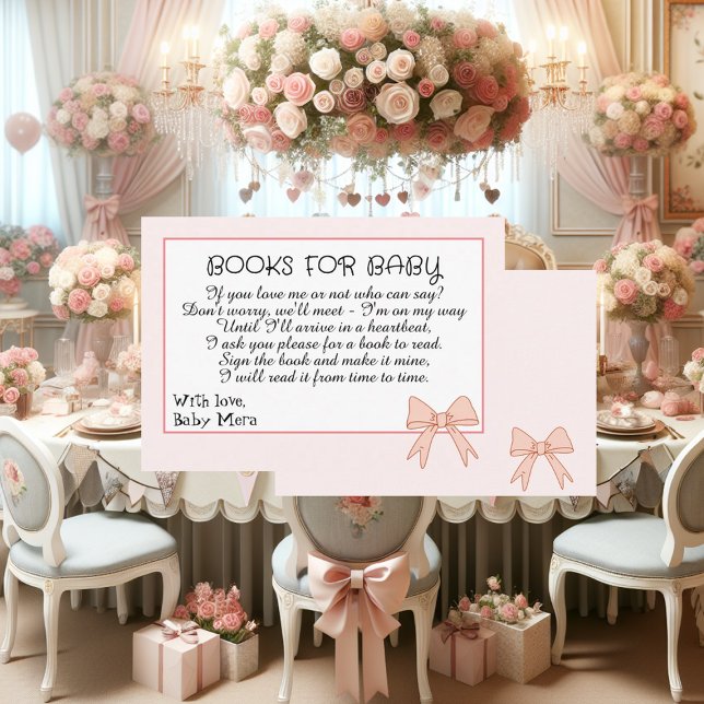 Tarjeta De Recepción Flores y vacas rosas para un libro de Baby Shower  (Subido por el creador)