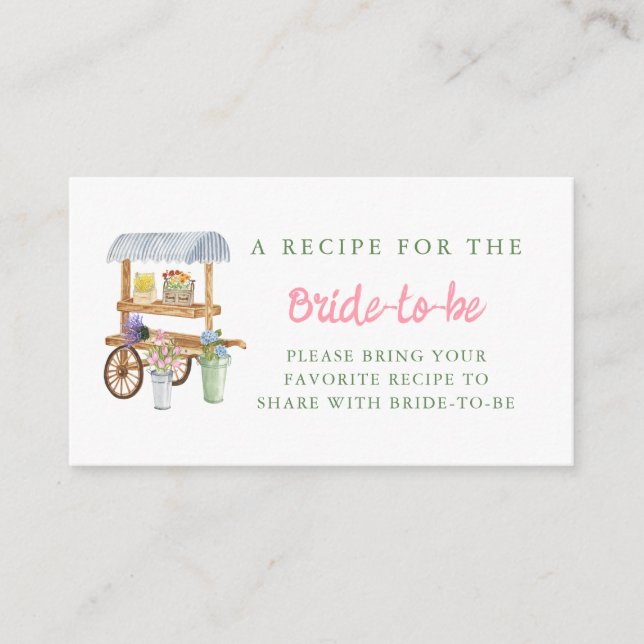 Tarjeta De Recepción Flower Market Bridal Shower Comparte una receta (Anverso)