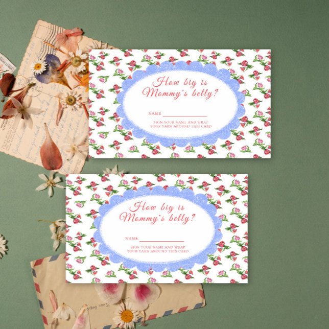 Tarjeta De Recepción Flowers baby shower - How big is mommy's belly (Subido por el creador)