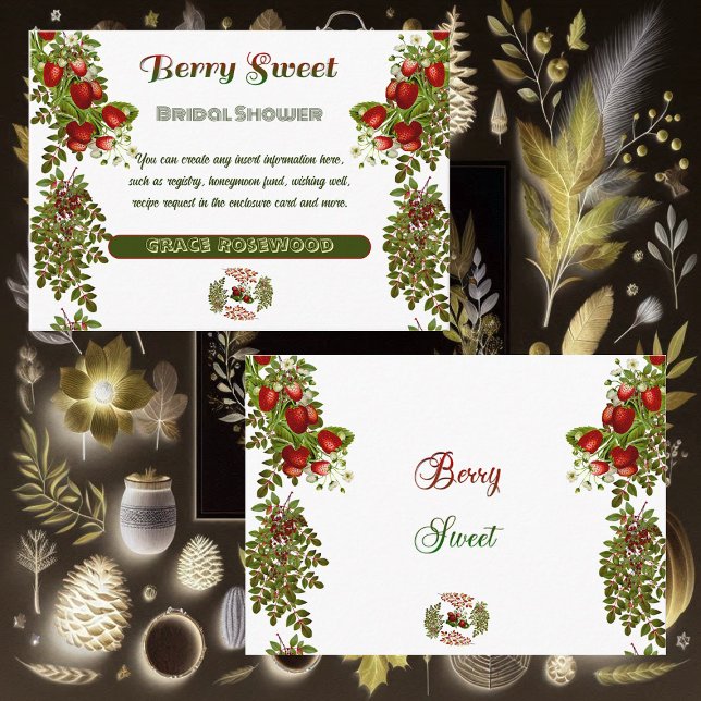 Tarjeta De Recepción Foliage Cute Fall Otoño Berry Sweet Bridal Shower (Cute Fall Foliage Autumn Berry Sweet Bridal Shower Enclosure Card)