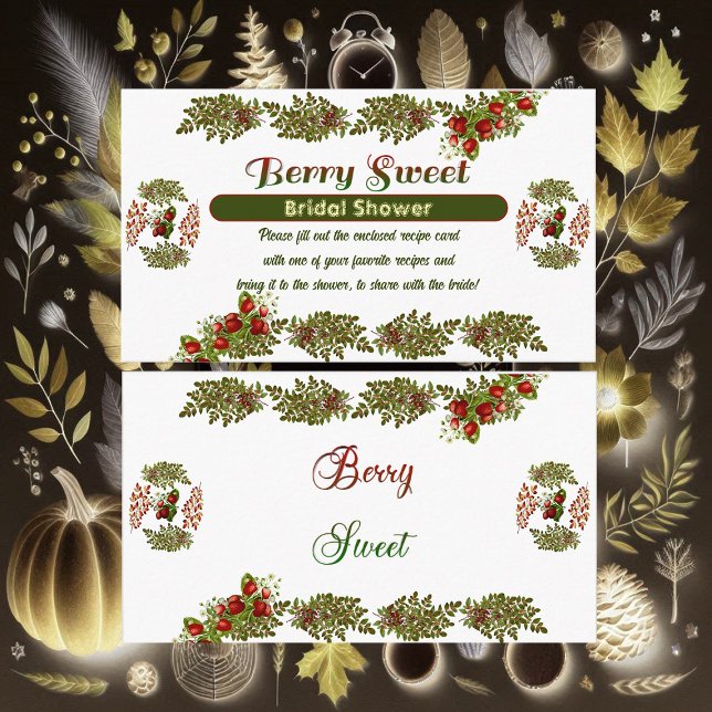 Tarjeta De Recepción Foliage Cute Fall Otoño Berry Sweet Bridal Shower (Cute Fall Foliage Autumn Berry Sweet Bridal Shower Enclosure Card)
