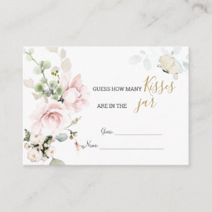 Tarjeta De Recepción Foliage de rosas rosadas adivina cuántos besos de 