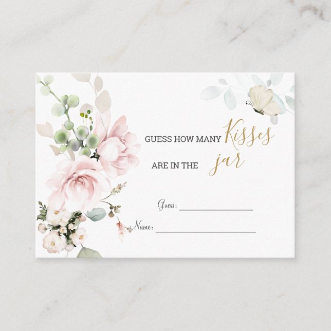 Tarjeta De Recepción Foliage de rosas rosadas adivina cuántos besos de  (Anverso)