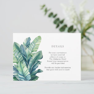 Tarjeta De Recepción Foliage exótico tropical deja gabinete de detalles