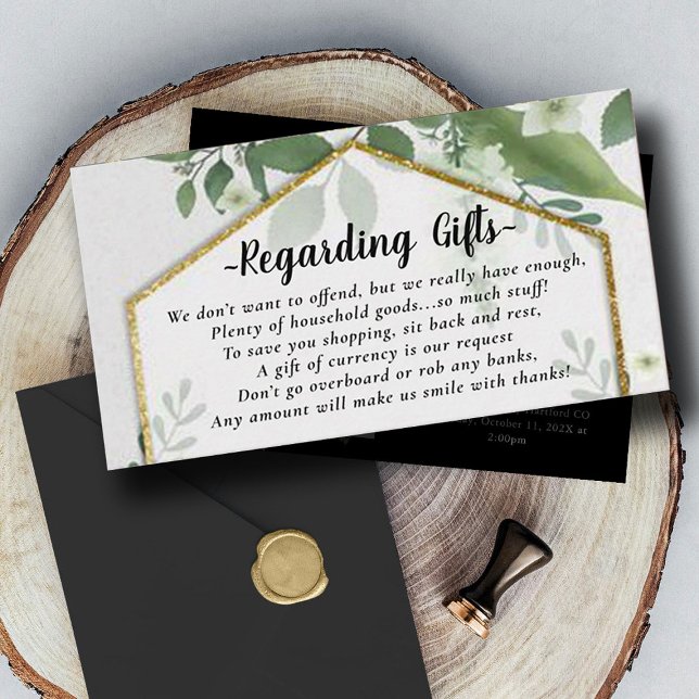 Tarjeta De Recepción Foliage Gold Honeymoon o regalo Boda Enclos (Subido por el creador)