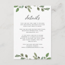 Tarjeta De Recepción Foliage minimalista | Detalles del invitado del bo
