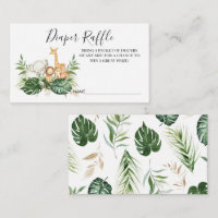 Foliage Safari Animales Diaper Raffle Card Inserta