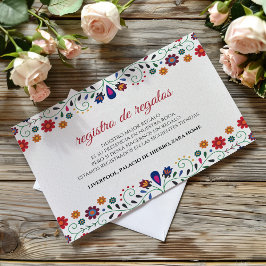 Tarjeta De Recepción Folk Art Floral Botanical Fiesta Spanish Wedding