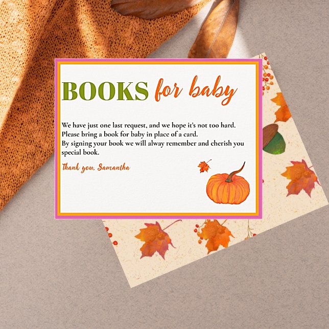 Tarjeta De Recepción Folleto de otoño para Baby Shower (Fall Pumpkin Books For Baby.. Baby Shower )