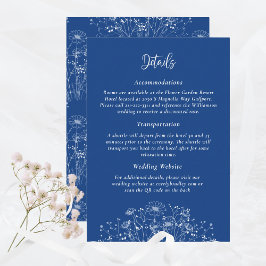 Tarjeta De Recepción Fondo azul Boda de detalles de flores silvestres s
