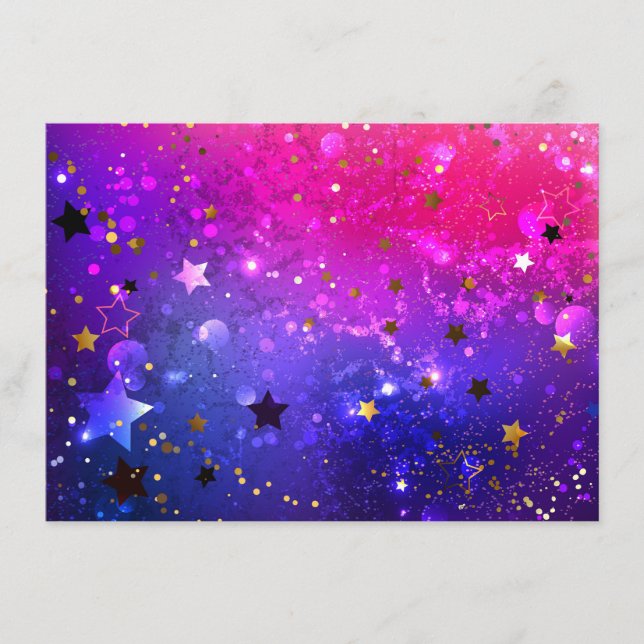 Tarjeta De Recepción Fondo azul rosa brillante (Anverso)