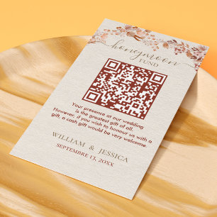 Tarjeta De Recepción Fondo Bohemio de luna de miel con código QR