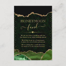 Tarjeta De Recepción Fondo de Boda y Luna de Miel Ágata Verde y Dorada