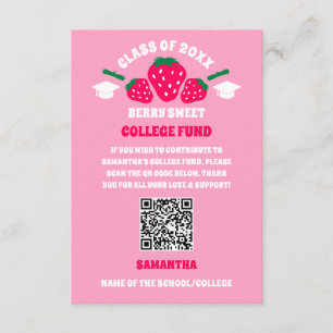 Tarjeta De Recepción Fondo de Graduación Universitaria Fresa Dulce