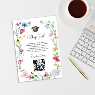 Tarjeta De Recepción Fondo de la universidad Wildflowers Graduation