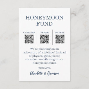 Tarjeta De Recepción Fondo de luna de miel azul moderno para boda