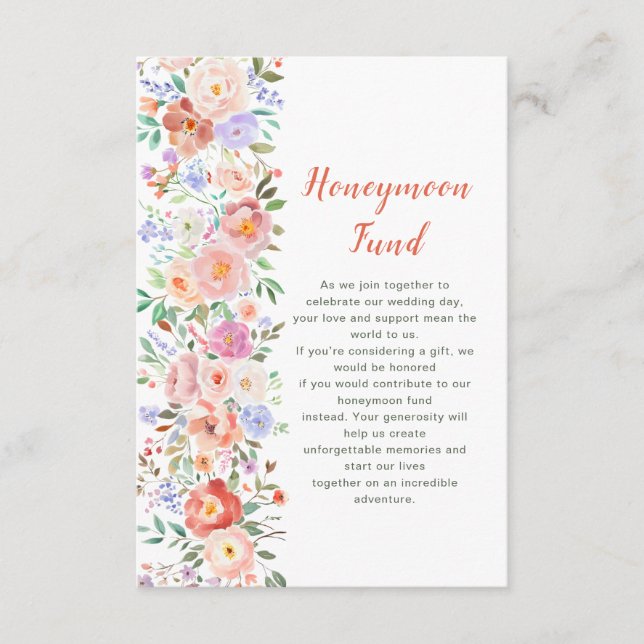Tarjeta De Recepción Fondo de luna de miel Boda floral primavera (Anverso)